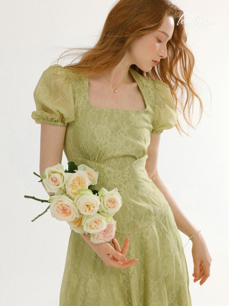 Olive Blossom Midi Dress
