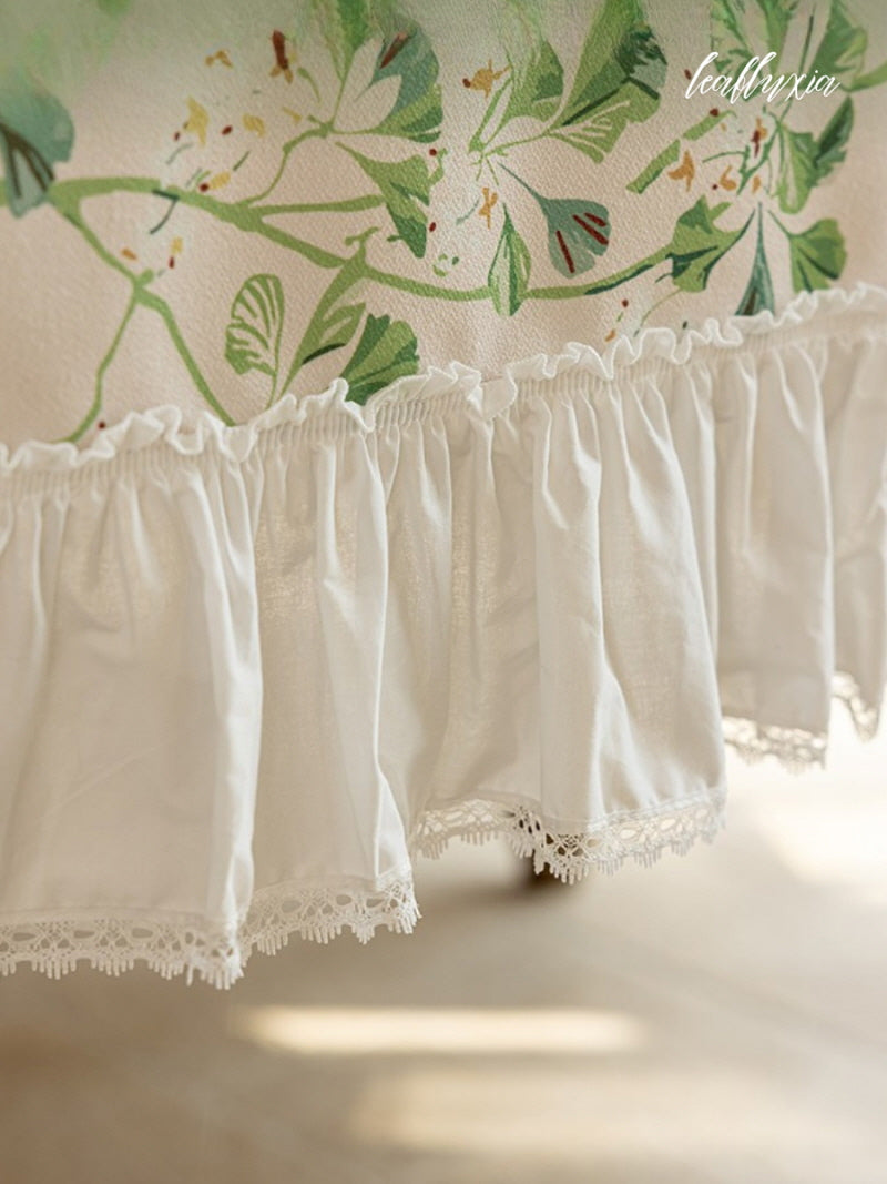 Sage Blossom Ruffle Tablecloth