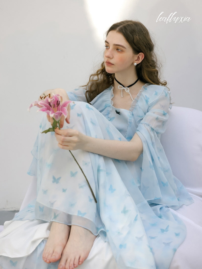 Sky Flutter Chiffon Dress