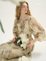 Sepia Floral Elegance Dress