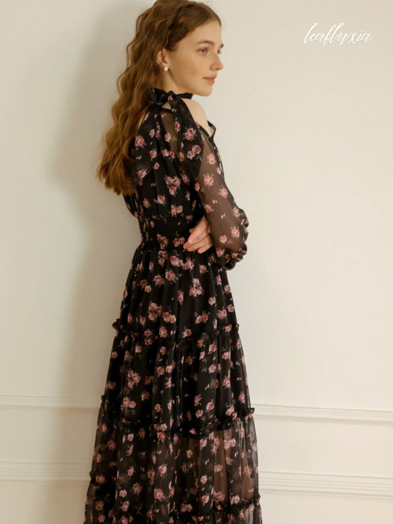 Rosy Midnight Elegance Dress
