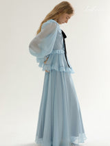 Serene Ruffle Bow Maxi Dress