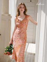 Crimson Veil Bloom Dress