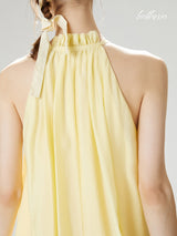 Lemon Glow Halter Dress