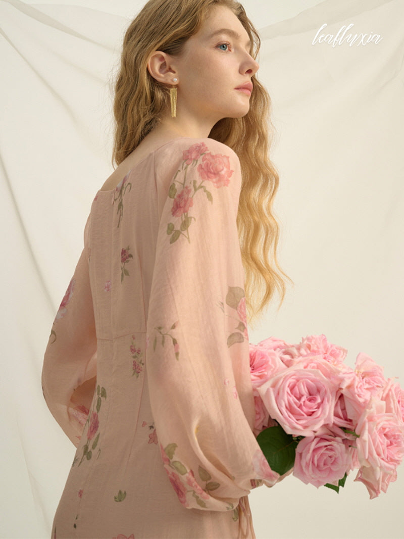 Blush Bloom Layered Midi Dress