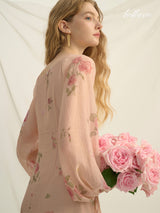 Blush Bloom Layered Midi Dress