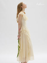 Soft Butter Puff Dress