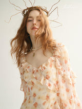 Golden Bloom Asymmetric Dress
