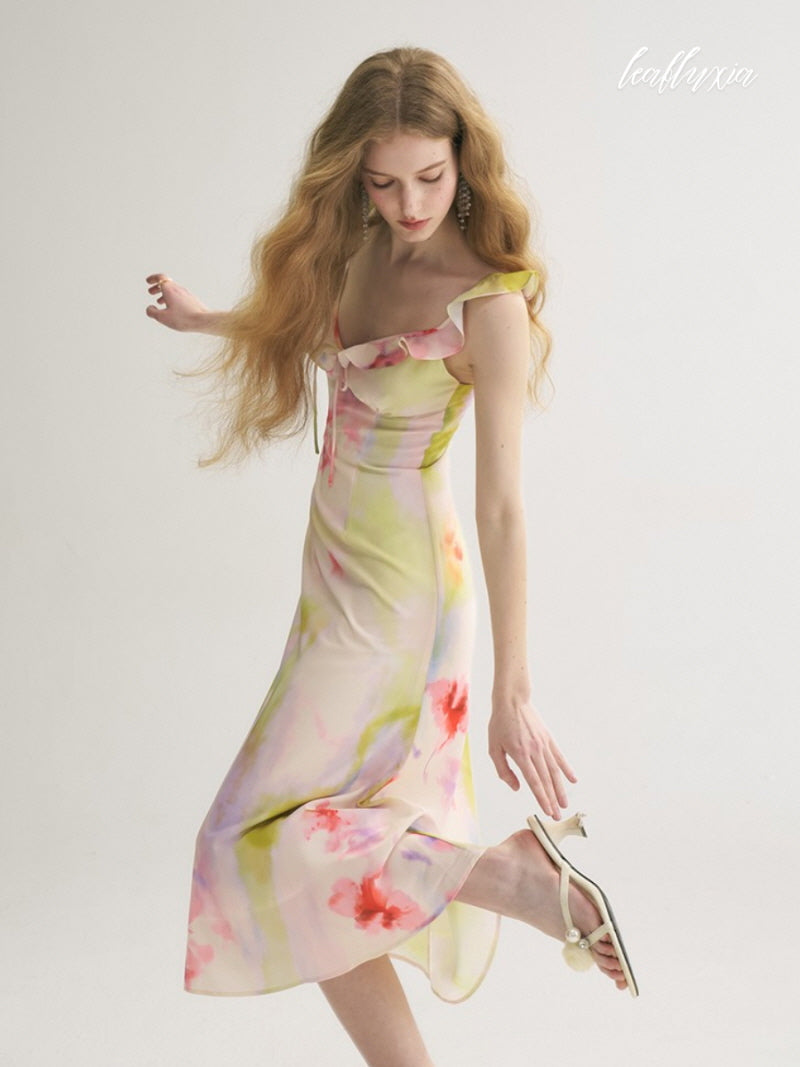 Watercolor Bloom Slip Dress