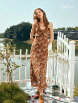 Amber Glow Floral Dress