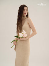 Sunlit Beige Knit Dress
