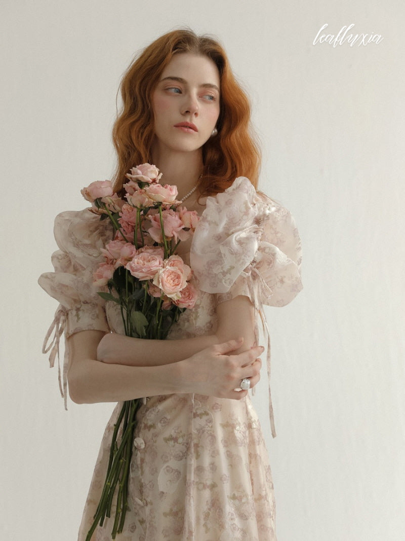 Antique Floral Pink Dress