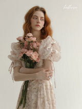 Antique Floral Pink Dress