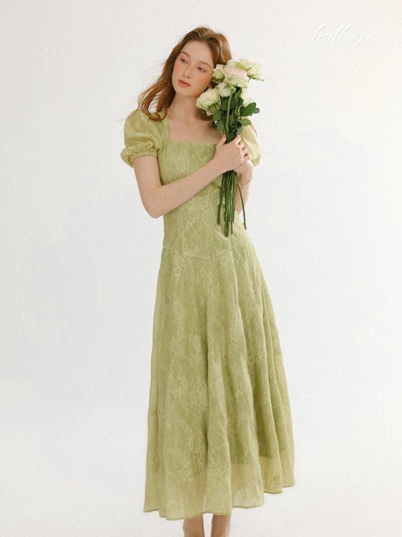 Olive Blossom Midi Dress
