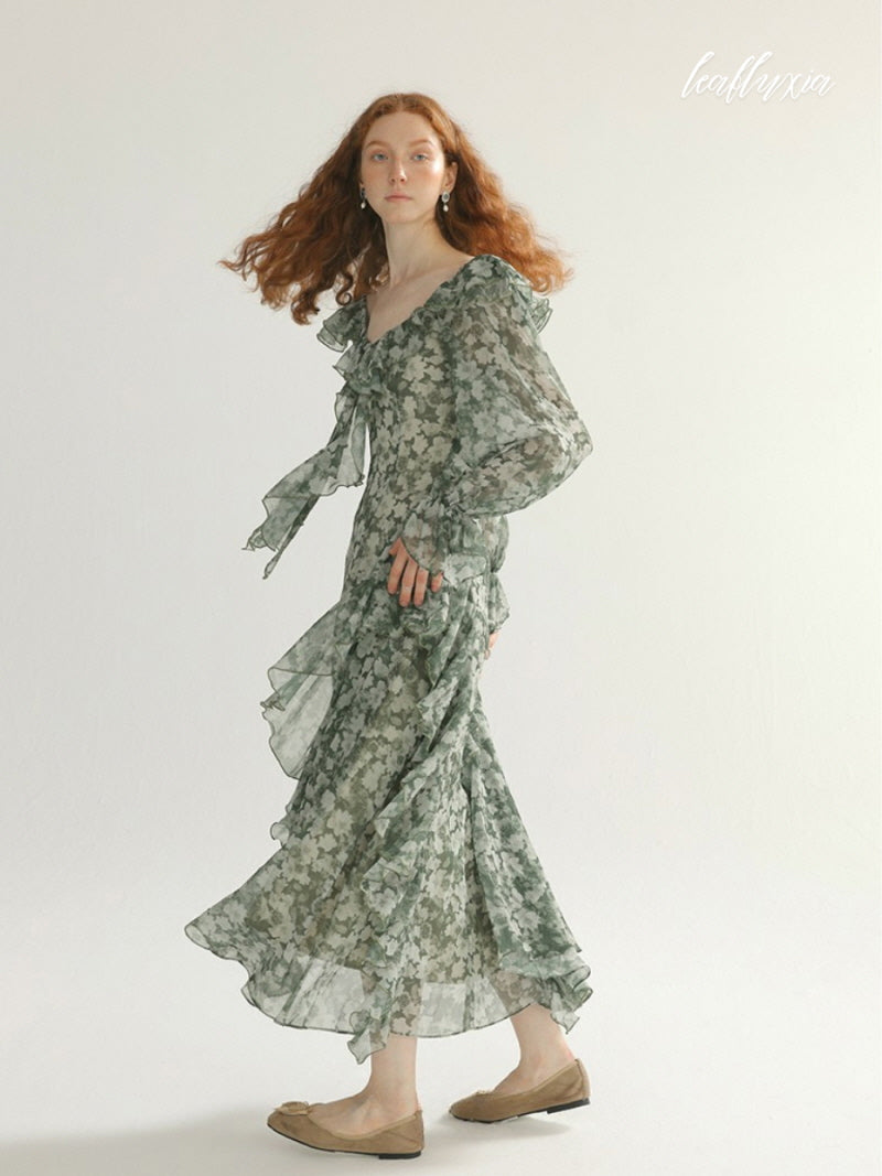 Midnight Ruffle Long Dress