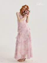 Blushing Petal Cascade Dress