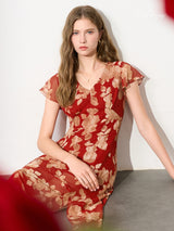 Crimson Hibiscus Dress