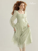 Embroidered Mint Blossom Dress