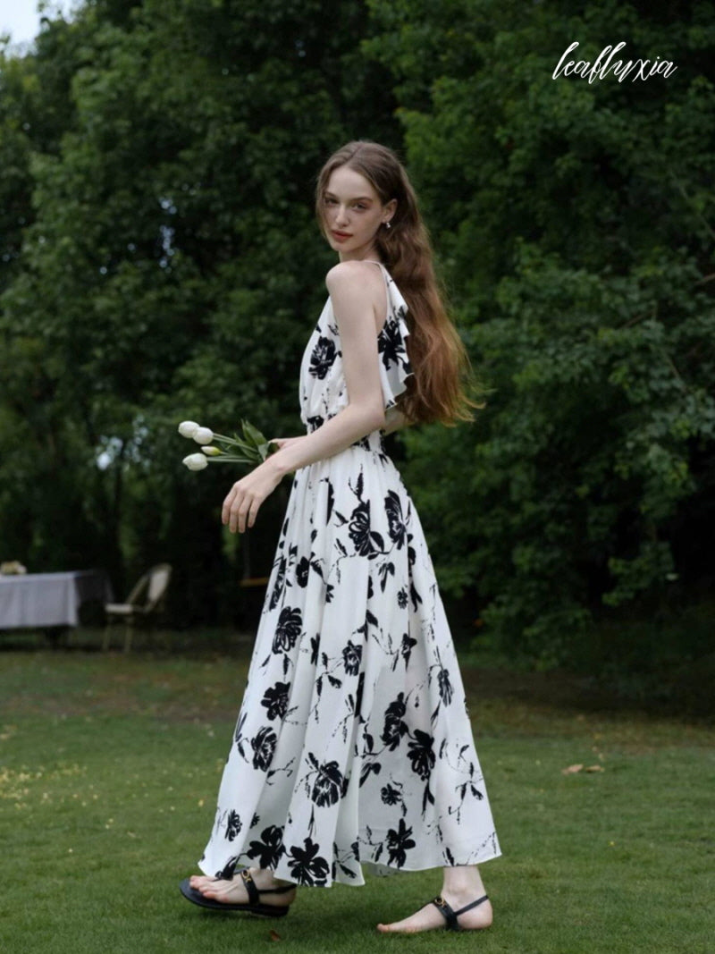 Ivory Noir Bloom Dress