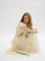 Soft Butter Puff Dress