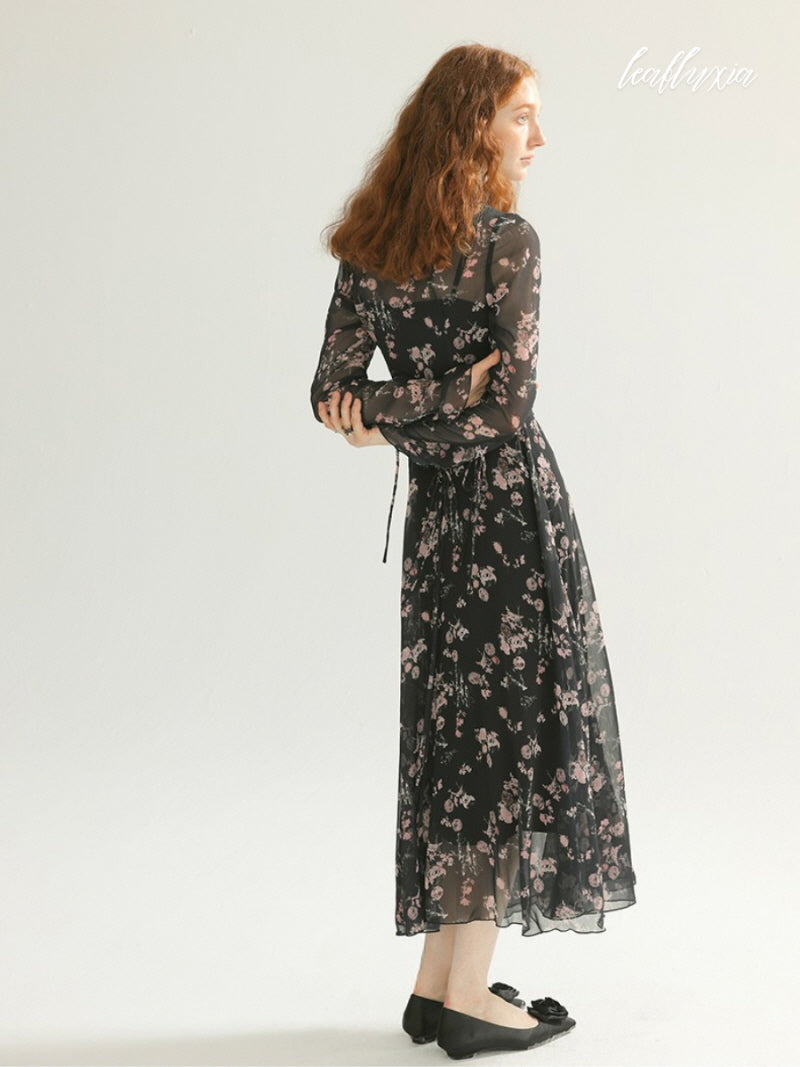Dark Rose Chiffon Dress