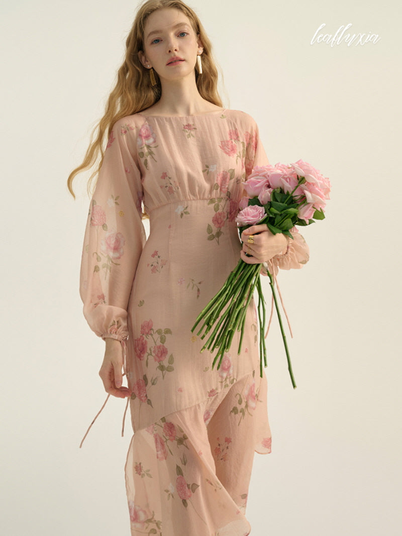 Blush Bloom Layered Midi Dress