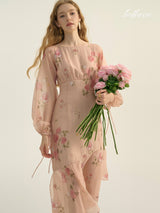 Blush Bloom Layered Midi Dress