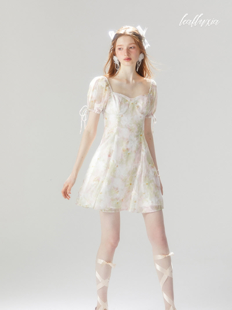 Soft Petal Mist Mini Dress