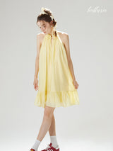 Lemon Glow Halter Dress