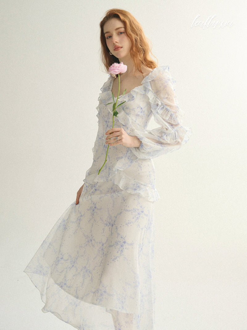 Blue Mist Ruffle Dress