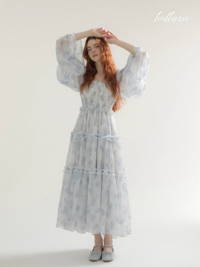 Blue Blossom Chiffon Dress