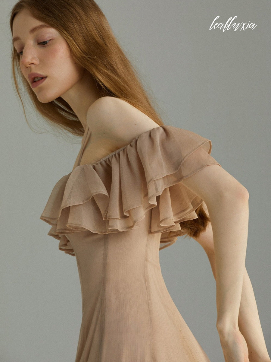 Champagne Breeze Ruffle Dress