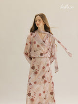 Rosy Veil Flow Dress