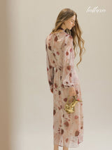 Rosy Veil Flow Dress
