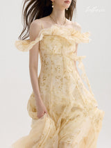 Golden Petal Reverie Dress