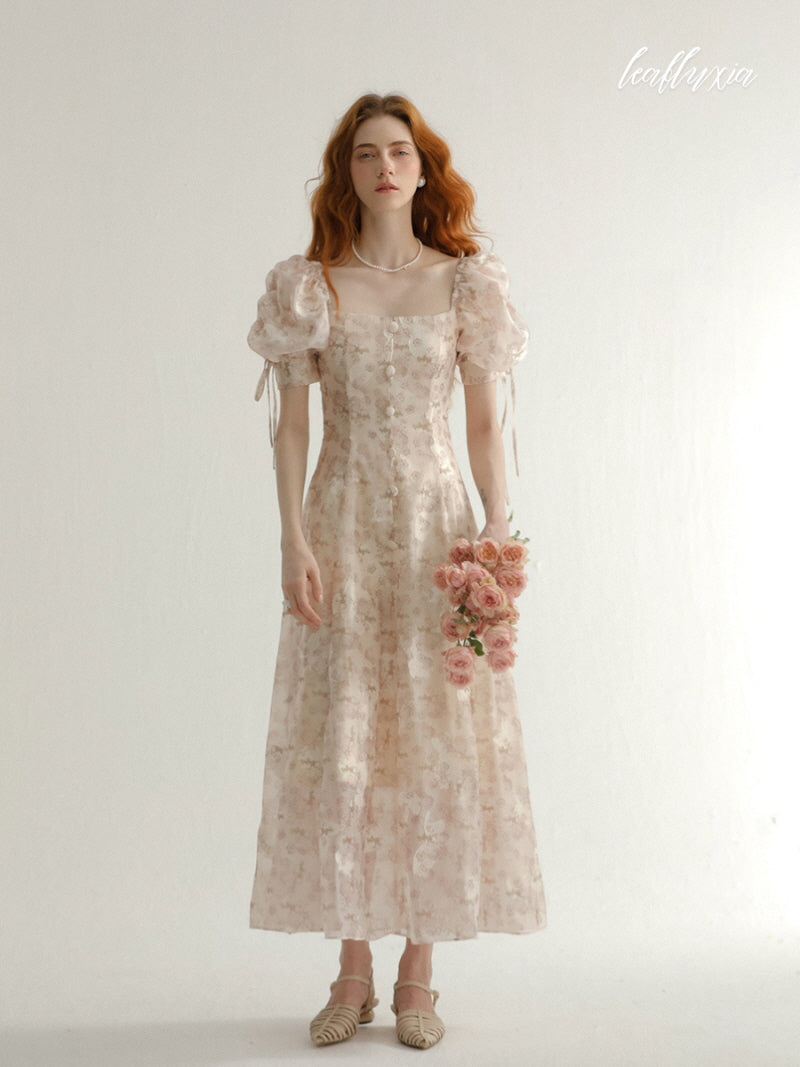 Antique Floral Pink Dress