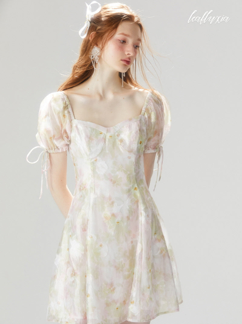 Soft Petal Mist Mini Dress