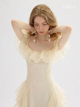 Soft Butter Puff Dress