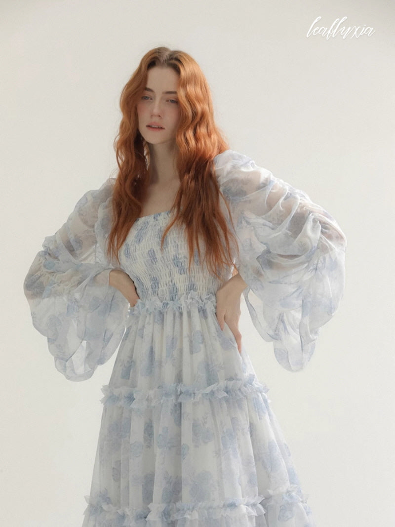 Blue Blossom Chiffon Dress