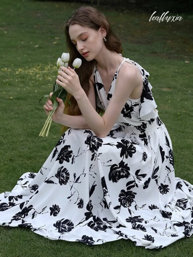 Ivory Noir Bloom Dress