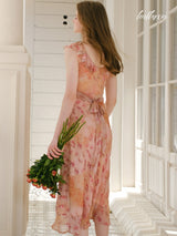 Crimson Veil Bloom Dress