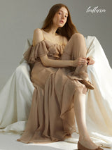 Champagne Breeze Ruffle Dress