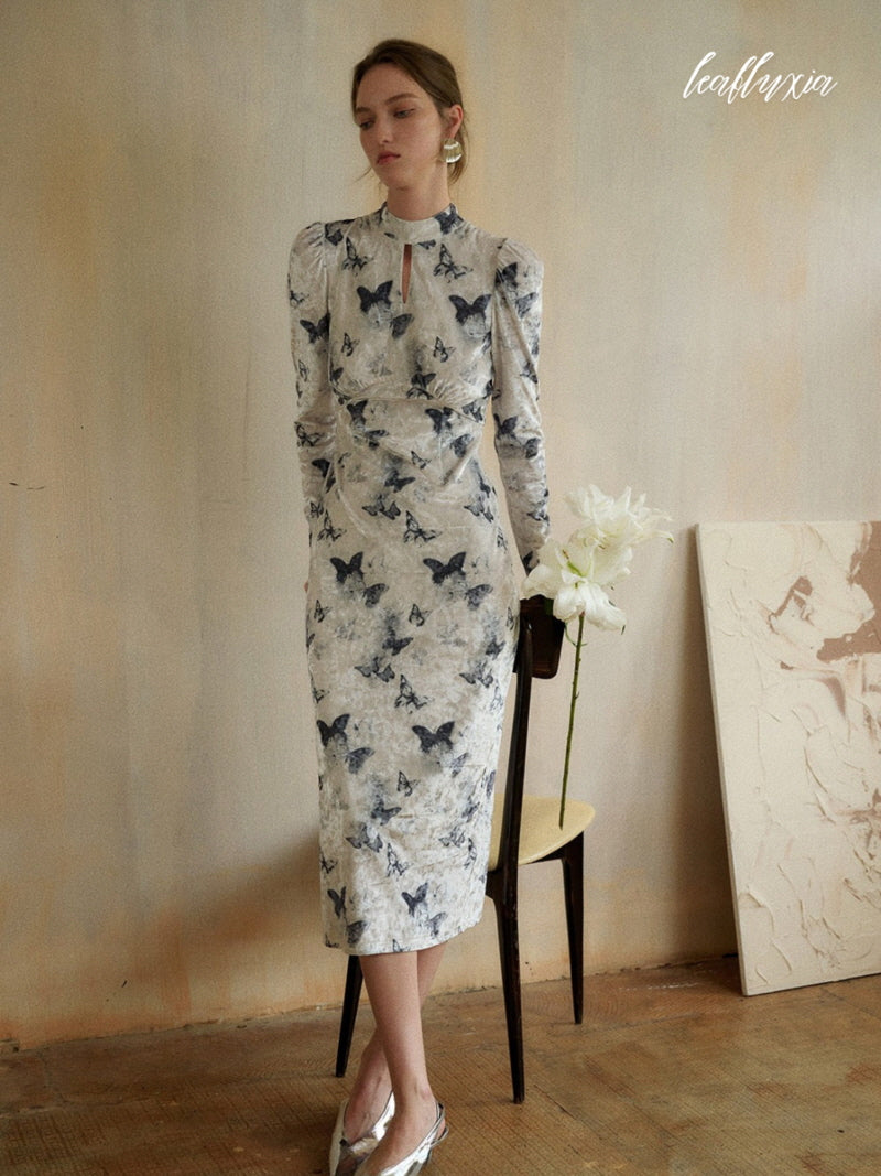 Shadow Wings Velvet Dress