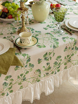 Sage Blossom Ruffle Tablecloth