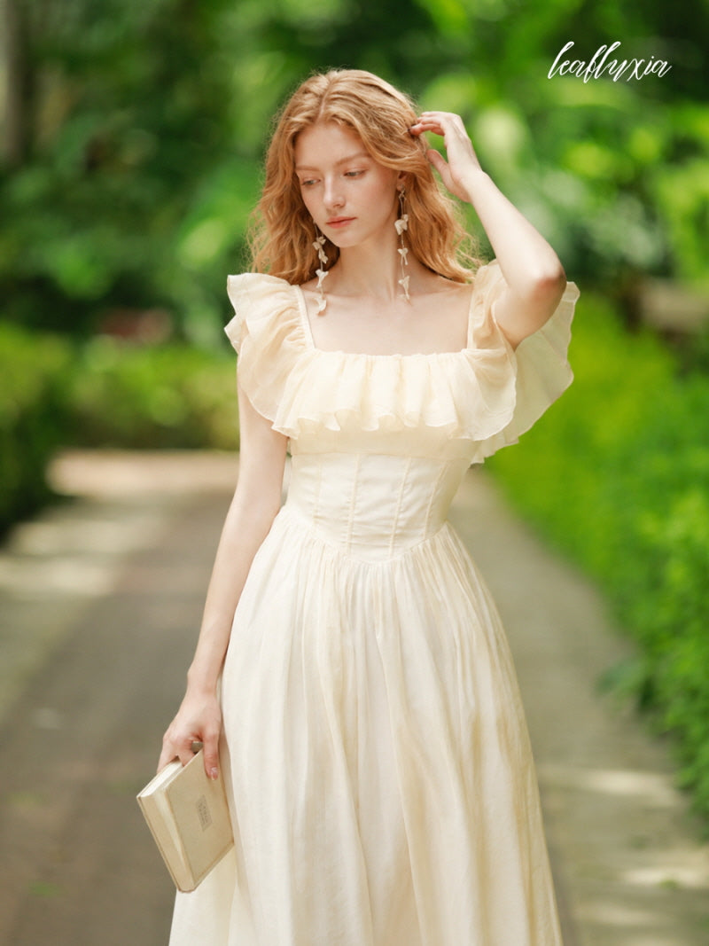 Soft Butter Puff Dress