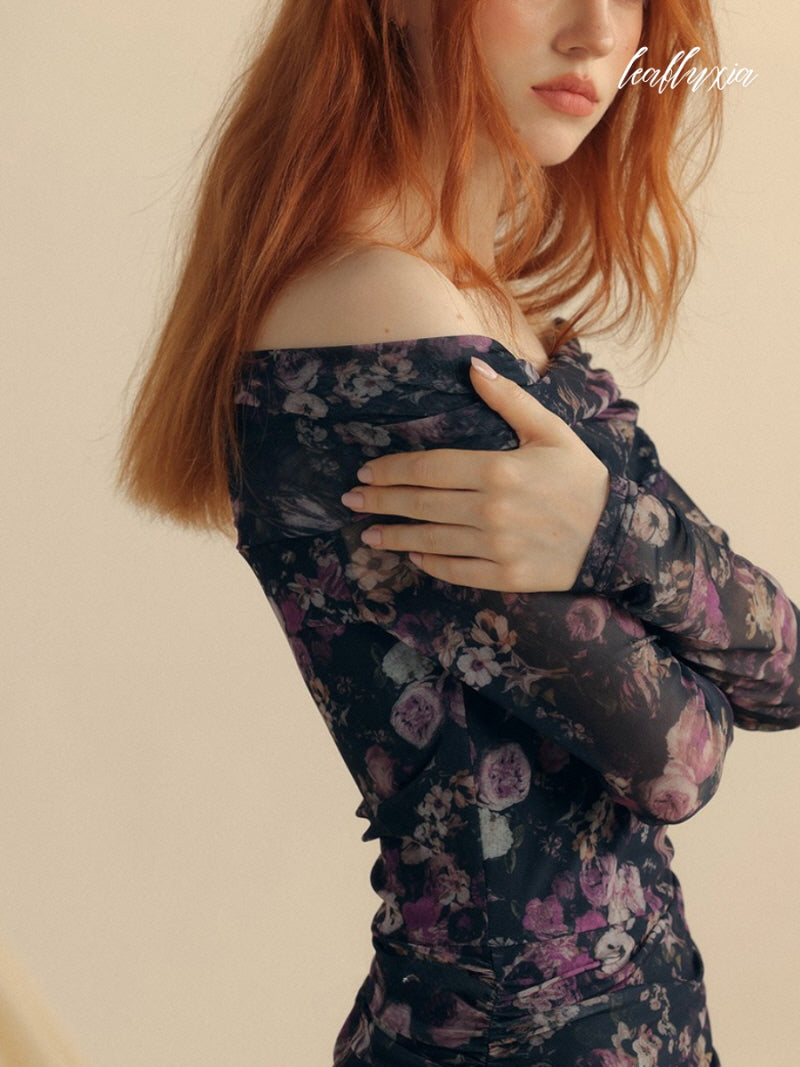 Amethyst Bloom Slit Dress