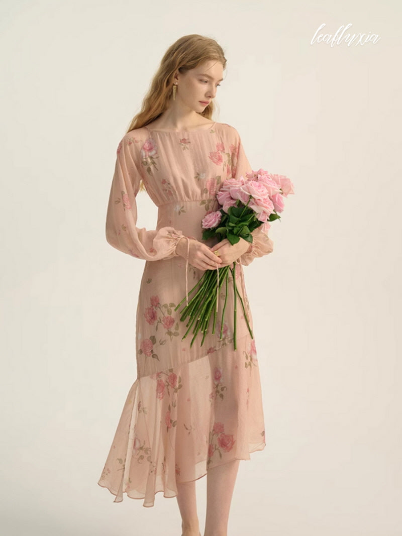 Blush Bloom Layered Midi Dress