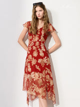 Crimson Hibiscus Dress