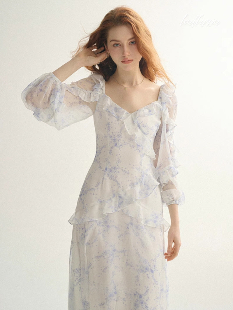 Blue Mist Ruffle Dress