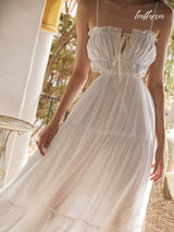 Ivory Glow Backless Dress